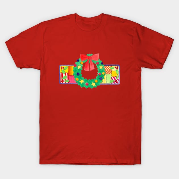 Qulited Christmas Wreath T-Shirt by richhwalsh